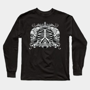 Skull Zombie Outbreak Skeleton Warrior Skulls Azteca Print Long Sleeve T-Shirt